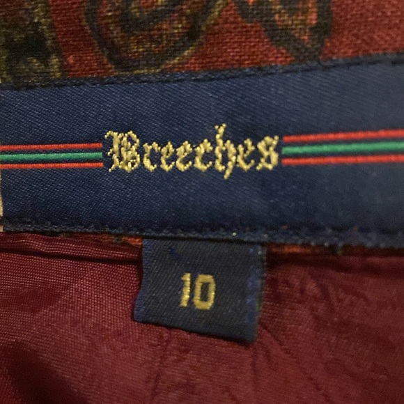 Breeches Vintage maroon wrap print skirt size 10 lined. - Picture 4 of 5